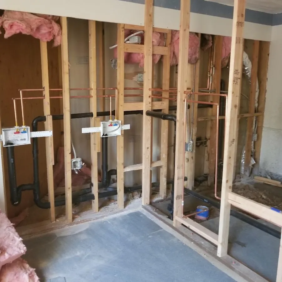 Copper pipe rough-in and plumbing installation in Indianapolis